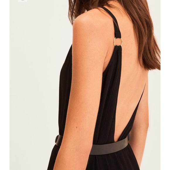ba&sh • NWT Fasme Jumpsuit • Black Flowy Wide Leg Deep Open Back • XS - Picture 2 of 13